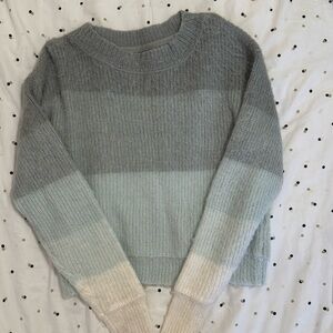 Free People Light Blue Stripped Fluffy Sweater XS